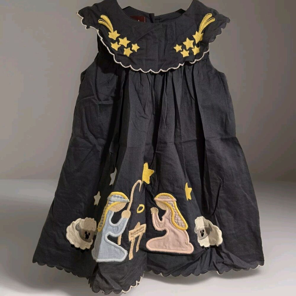 Lil Cactus Girl's Nativity Dress‎ Christmas JESUS Sz. 6-12mos Infant Navy Blue